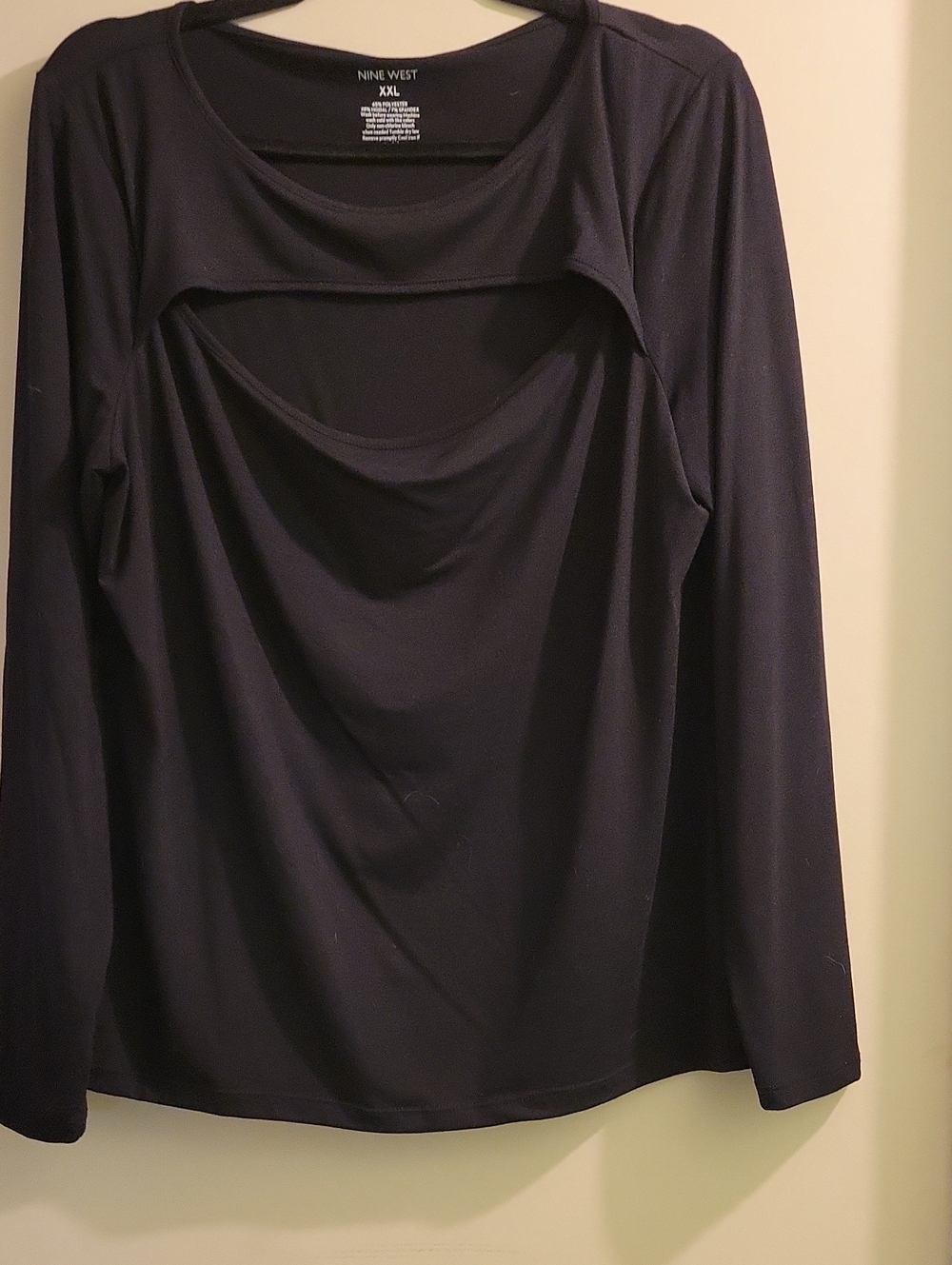 Nine West Black Long Sleeve Layered Front Top